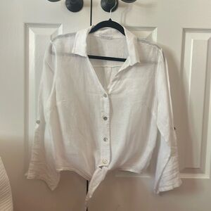 White 100% linen top